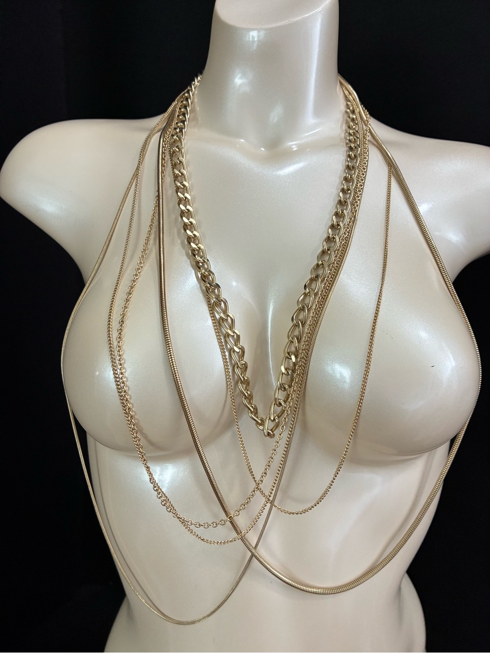 Layered Gold-Tone Multichain Necklace